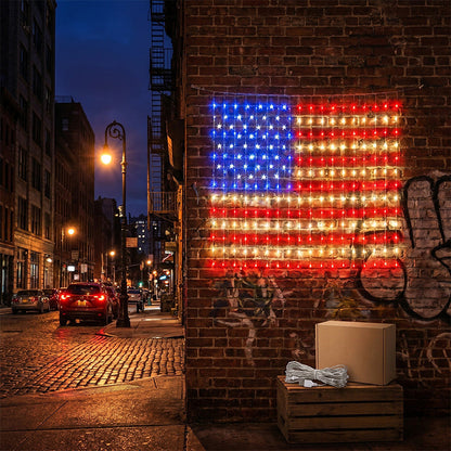 🇺🇸 Patriotic American Flag LED Net Light