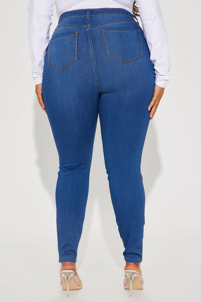 Classic High Waist Skinny Jeans - Medium Blue Wash