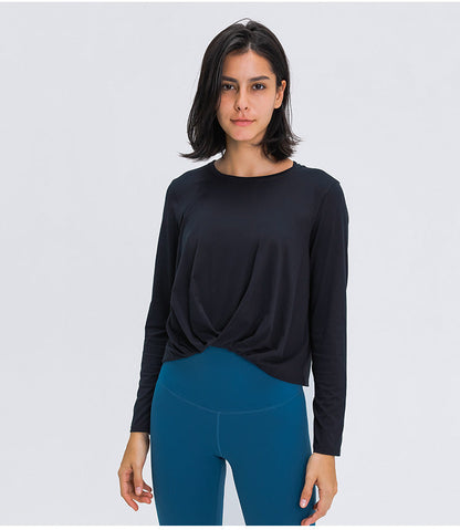 Women sports, workout or running wear Crop top. Long Sleeve Yoga workout top, Loose Comfort Thermal Soft Gym or casual wear shirt