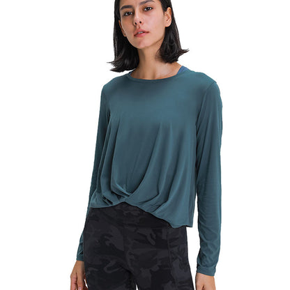Women sports, workout or running wear Crop top. Long Sleeve Yoga workout top, Loose Comfort Thermal Soft Gym or casual wear shirt