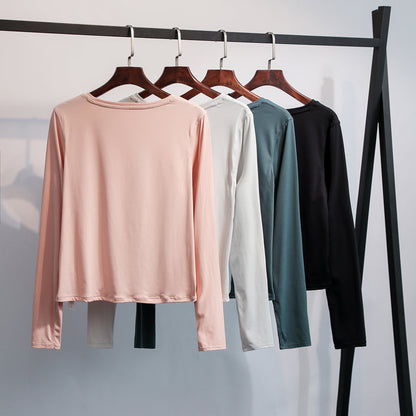 Women sports, workout or running wear Crop top. Long Sleeve Yoga workout top, Loose Comfort Thermal Soft Gym or casual wear shirt