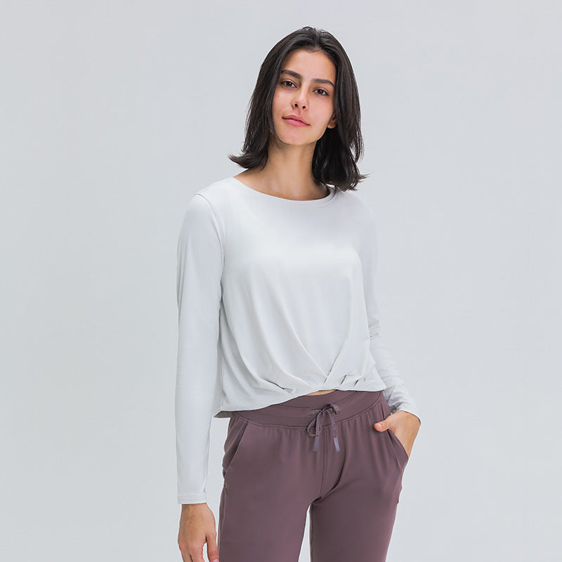Women sports, workout or running wear Crop top. Long Sleeve Yoga workout top, Loose Comfort Thermal Soft Gym or casual wear shirt