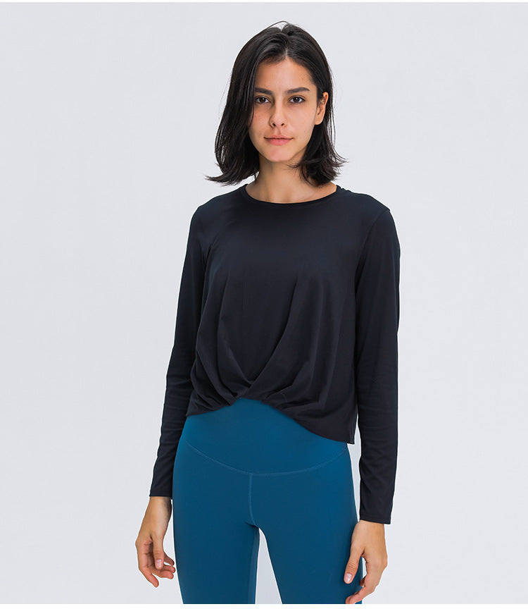 Women sports, workout or running wear Crop top. Long Sleeve Yoga workout top, Loose Comfort Thermal Soft Gym or casual wear shirt