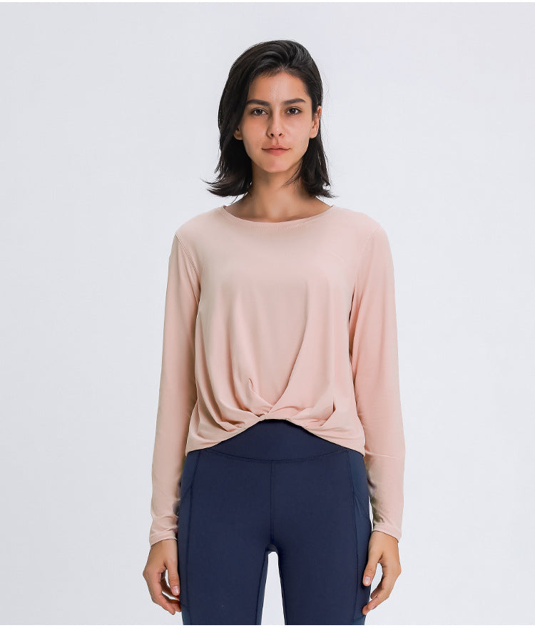 Women sports, workout or running wear Crop top. Long Sleeve Yoga workout top, Loose Comfort Thermal Soft Gym or casual wear shirt